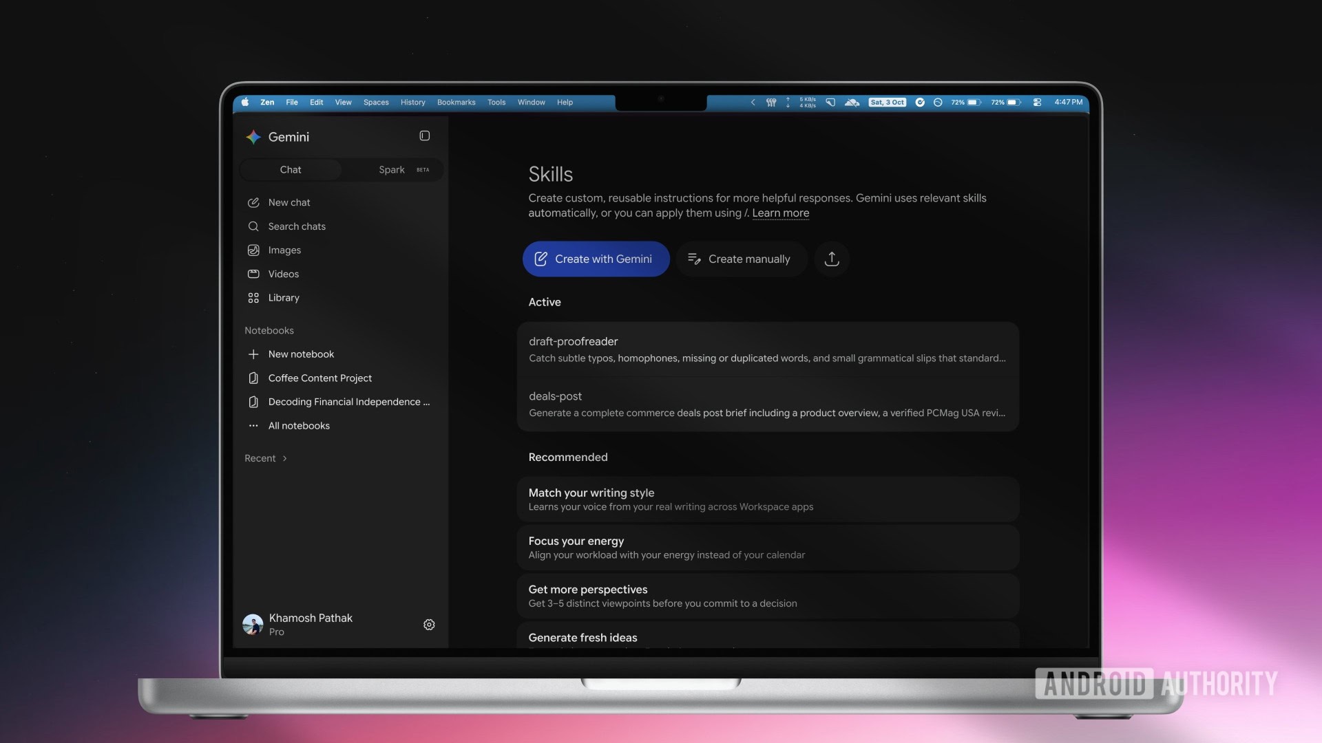 Google Gemini Gems o'rniga Skills funksiyasini taqdim etdi