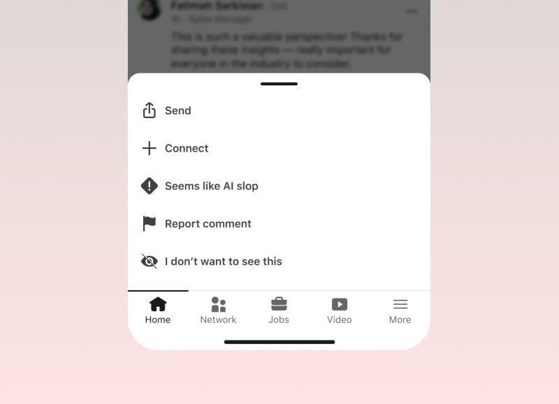 LinkedIn sun'iy intellekt tomonidan yaratilgan kontentga qarshi tugmani taqdim etdi