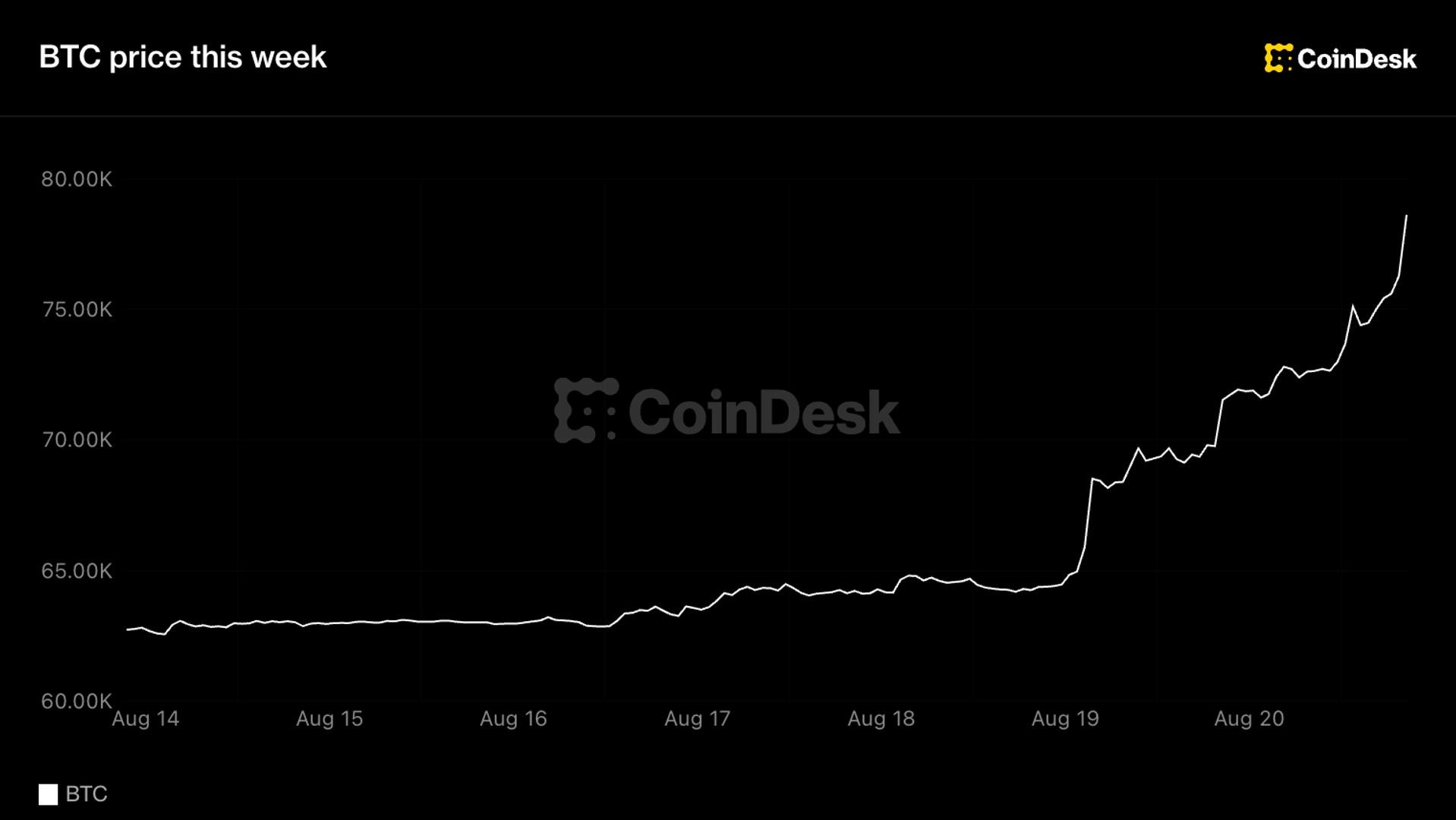 Bitcoin 77 ming dollardan oshib, 2023 yildan beri eng yaxshi haftasini o'tkazdi