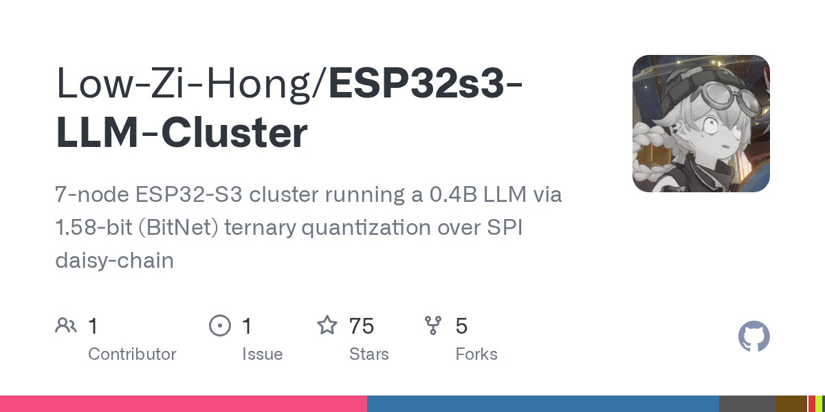 ESP32S3 mikrokontrollerlar klasterida 1.58-bitlik BitNet tili modeli ishga tushirildi